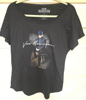 Van Morrison Shirt Womens Medium Black 2019 Tour Concert Graphic Tee NEW
